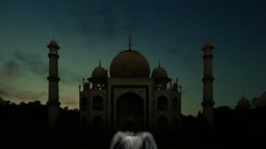 Taj Mahal ön görünüm timelapse gece gündüz