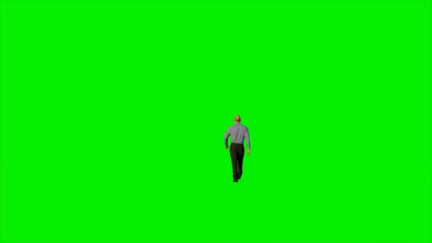 Casual caucasian walking against green screen, Luma Matte attached — Stock Video