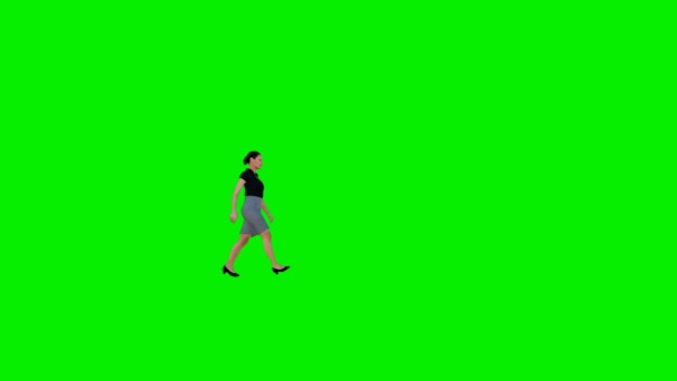 Zakenvrouw wandelen op groen scherm, luma mat aangesloten — Stockvideo