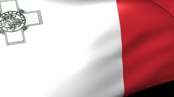 Die Flagge Maltas Weht Das Emblem Des Landes — Stockvideo