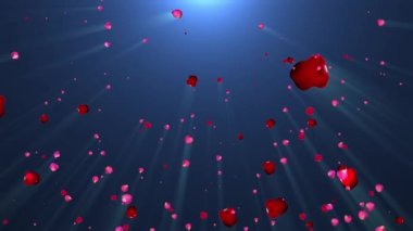 Gül yaprakları parlak ışık altında düşüyor