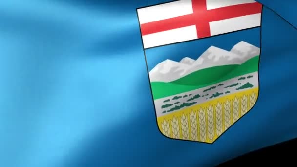 Alberta Flagga Viftande Land Emblem — Stockvideo