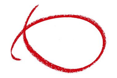 Beyaz arkaplanda izole edilmiş kırmızı kalem işaretli daire