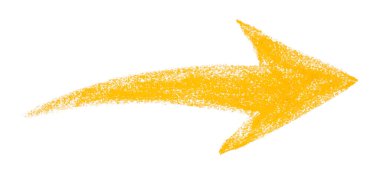 Beyaz arkaplanda izole edilmiş sarı ok sembolü renkli kalem