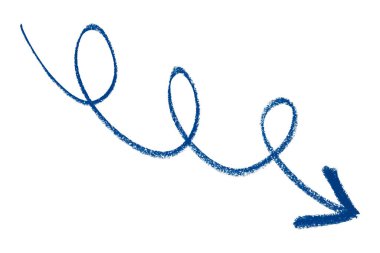 Beyaz arkaplanda mavi ok renkli kalem izole