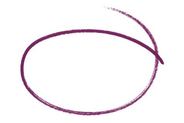 Beyaz arkaplanda izole edilmiş mor kalem vurgulama çemberi işareti