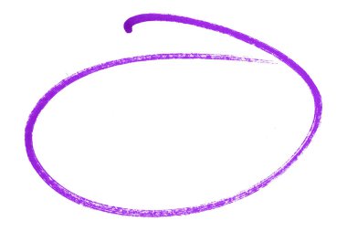 Beyaz arkaplanda izole edilmiş mor kalem vurgulama çemberi işareti