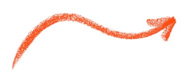 Beyaz arkaplanda izole edilmiş kırmızı ok sembolü renkli kalem