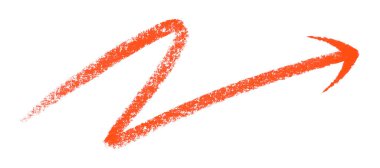 Beyaz arkaplanda izole edilmiş kırmızı ok sembolü renkli kalem