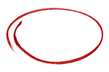 Beyaz arkaplanda izole edilmiş kırmızı kalem işaretli daire