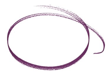 Beyaz arkaplanda izole edilmiş mor kalem vurgulama çemberi işareti