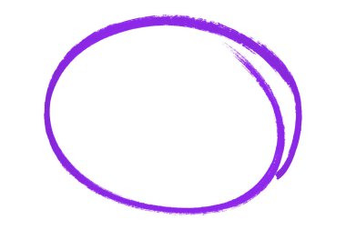 Beyaz arkaplanda izole edilmiş mor kalem vurgulama çemberi işareti