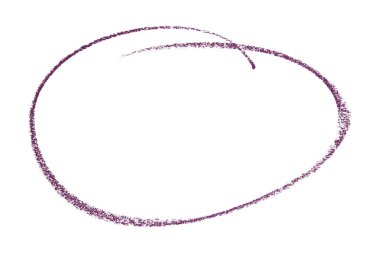 Beyaz arkaplanda izole edilmiş mor kalem vurgulama çemberi işareti