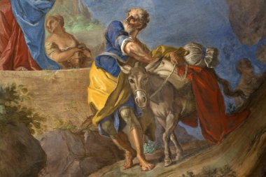 Portici, Naples, İtalya, Aralık 2018: Giuseppe Bonito, ziyaret, fresk, Portici Kraliyet Sarayı