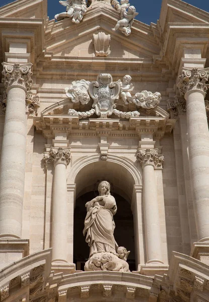 Detail Facade Ortigia Cathedral Sicily — Stock Photo, Image