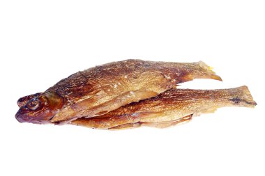 Beyaz arka planda leziz ızgara balık.