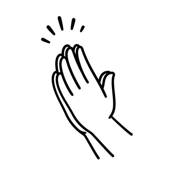 Молячись Руки Малюнок Проста Лінія Значок Ілюстрації Руки Складену Християнських — стоковий вектор