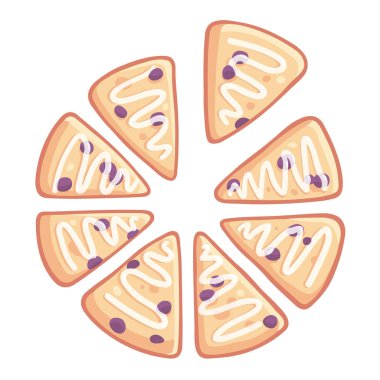 Homemade triangle shaped blueberry scones with vanilla lemon icing. Baked pastry for traditional English tea. clipart