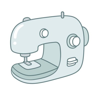 Karikatür tarzı modern dikiş makinesi çizim. İzole klip sanat illüstrasyon.