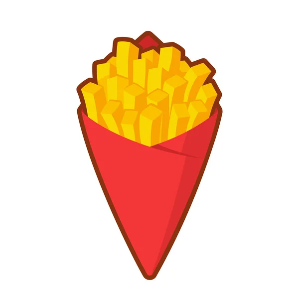 Batata Batatas Fritas Cone Papel Vermelho Item Fast Food Rua — Vetor de Stock