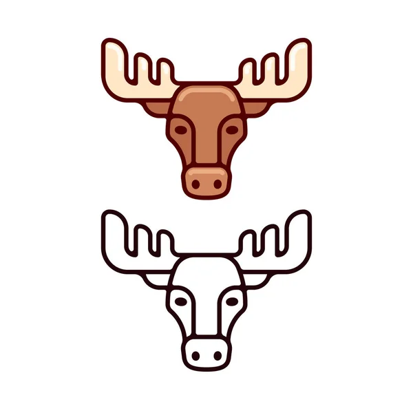 Moose Head Icon Logo Simple Geometric Style Variants Color Option — Stock Vector