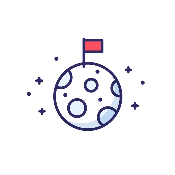 Bandera Icono Luna Estilo Dibujos Animados Planos Simples Ilustración Vectorial — Vector de stock