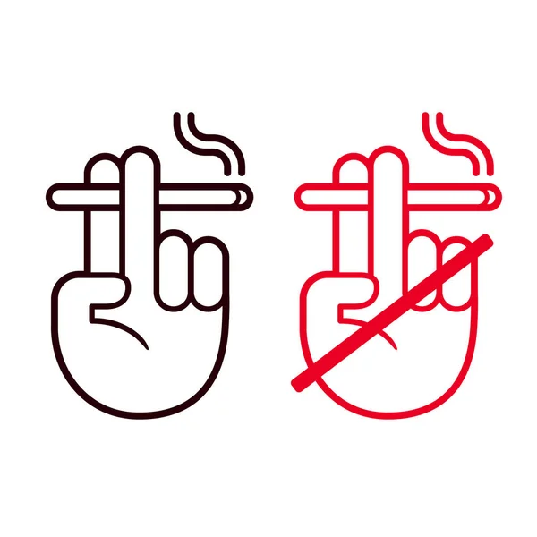 Ручний Значок Тримає Сигарету Куріння Куріння Дозволений Знак Векторний Кліпарт — стоковий вектор