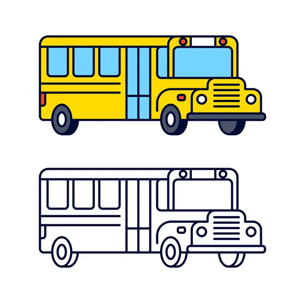 Icône Jaune Ligne Bus Scolaire Couleur Noir Blanc Illustration Vectorielle — Image vectorielle