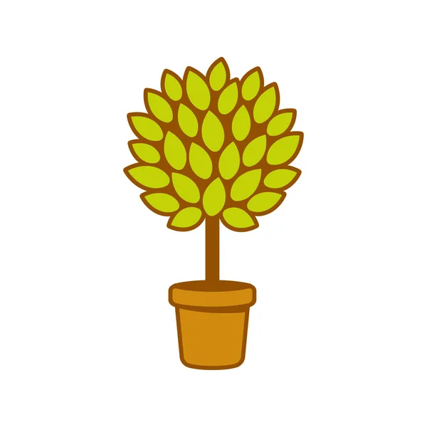 Simple Árbol Dibujos Animados Creciendo Maceta Clip Art Diseño Logotipo — Vector de stock
