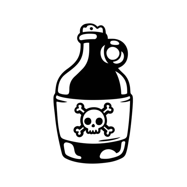 Dessin Animé Bouteille Empoisonnée Pot Style Rétro Noir Blanc Avec — Image vectorielle