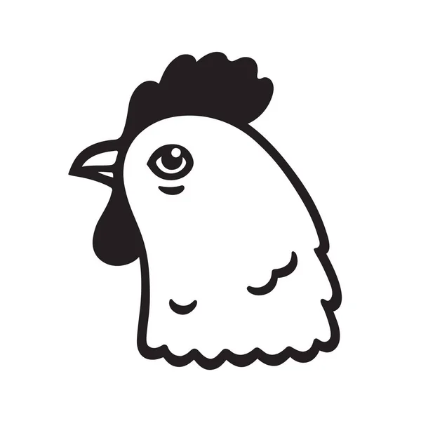 Schwarz Weiße Hühnerkopfzeichnung Logo Grafiken Vintage Stil Isolierte Vektorabbildung — Stockvektor