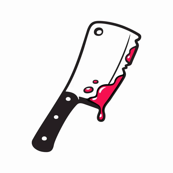 Αιματηρή Μπαλτά Σας Μαχαίρι Φονικό Όπλο Καρτούν Εικονογράφηση Κόμικ Στυλ — Διανυσματικό Αρχείο