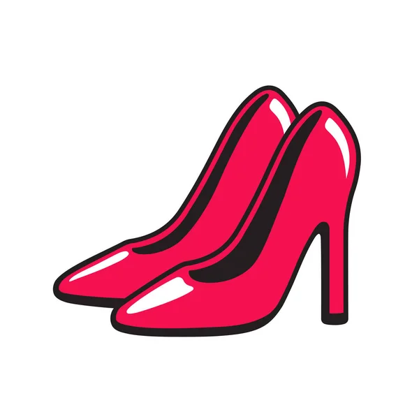 Kırmızı Yüksek Topuk Stiletto Ayakkabı Çizme Karikatür Komik Stil Vektör — Stok Vektör