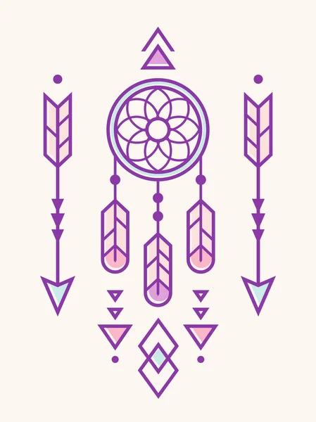 Deamcatcher Native American Indian Ornament Geometric Arrows Triangle Elements Trendy — Stock Vector