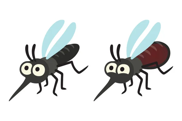 Çizgi Film Sivrisinek Çizim Kan Ile Dolu Zole Vektör Çizim — Stok Vektör
