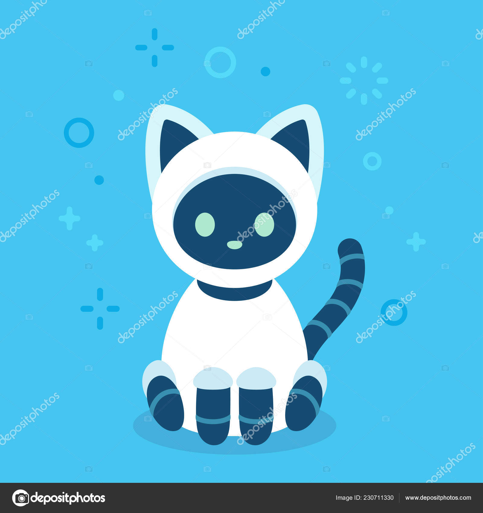 Mignon Dessin Animé Robot Chat Illustration Vectorielle Simple