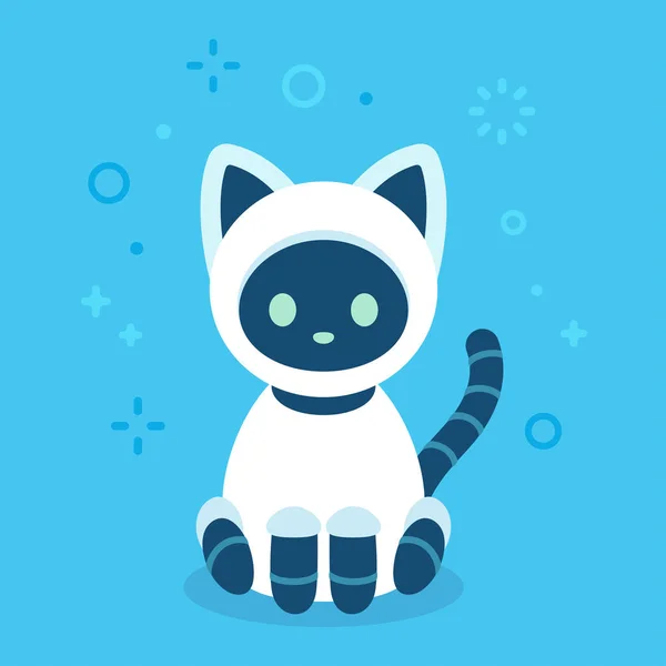 Cute Cartoon Robot Cat Simple Electronic Kitty Vector Illustration Modern — Stock Vector