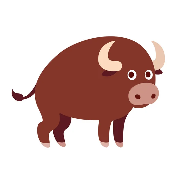 Söta Tecknade Bull Ritning Funny Farm Animal Vektorillustration — Stock vektor