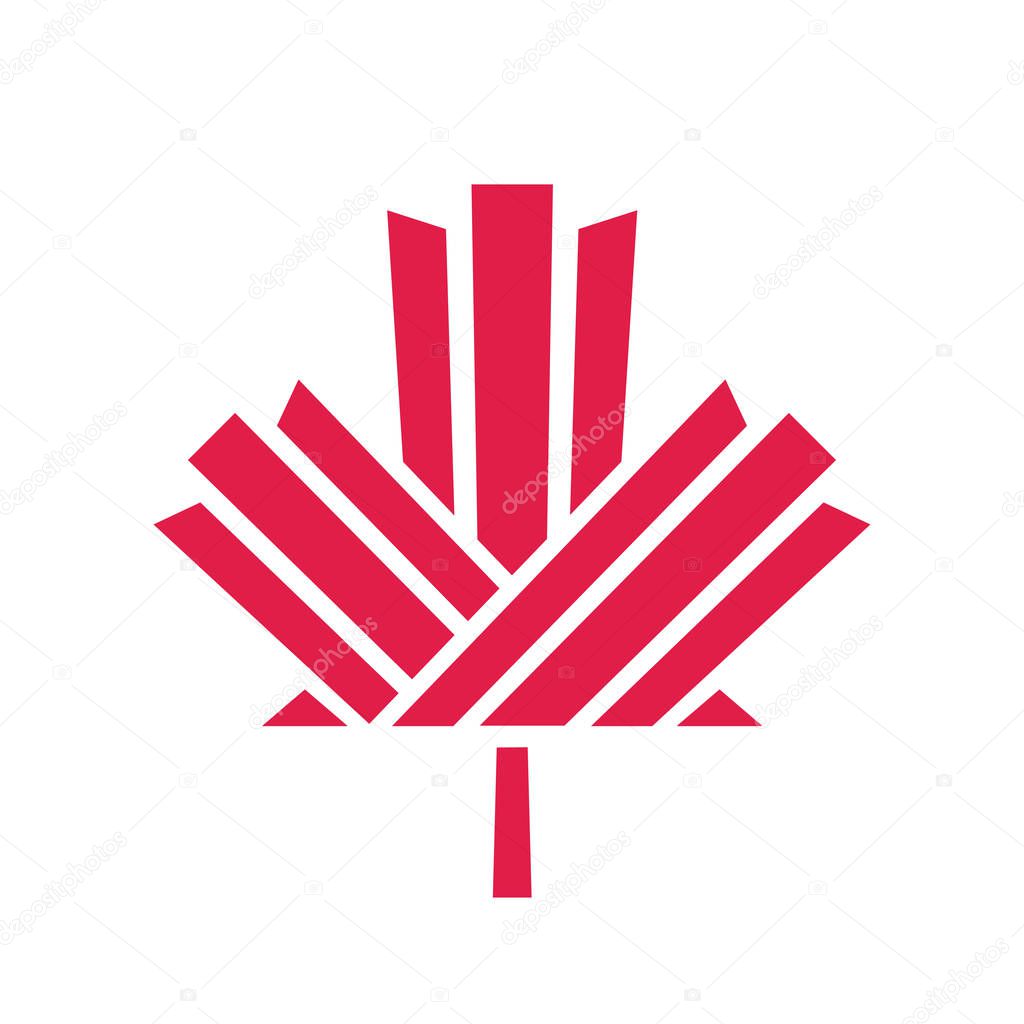 Stylized maple leaf sign. Canada symbol icon or abstract logo. Simple and minimal vector illustration.