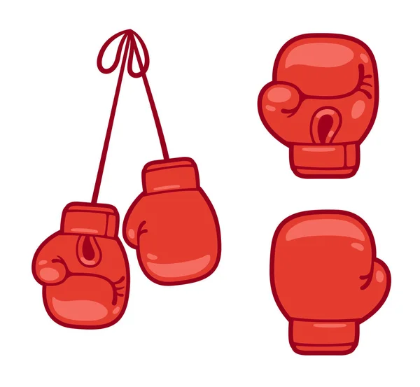 Conjunto Luvas Boxe Vermelho Dos Desenhos Animados Ilustração Vetorial Isolada — Vetor de Stock