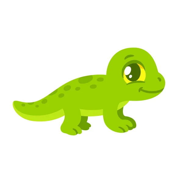 Leuke Cartoon Baby Hagedis Tekening Kleine Groene Reptiel Vector Clip — Stockvector