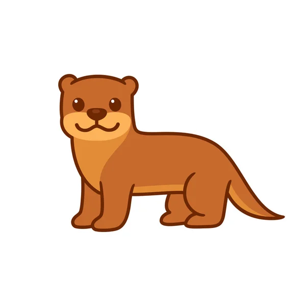 Mignon Dessin Loutre Dessin Animé Illustration Vectorielle Drôle Caractère Animal — Image vectorielle