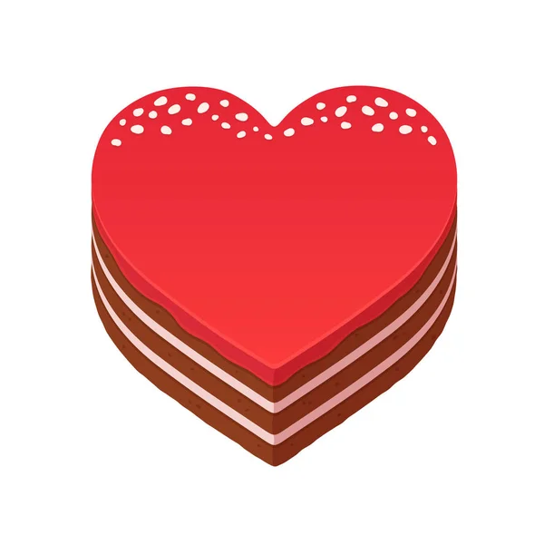 Hart Vormige Rood Fluweel Chocoladetaart Dag Van Valentijnskaarten Bruiloft Verjaardag — Stockvector