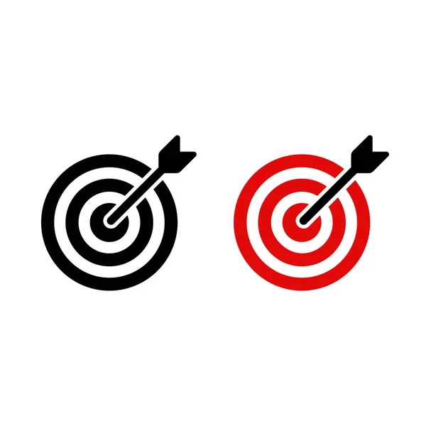 Reget Icon Arrow Shot Bullseye Черно Красный Символ Прицеливания Точности — стоковый вектор