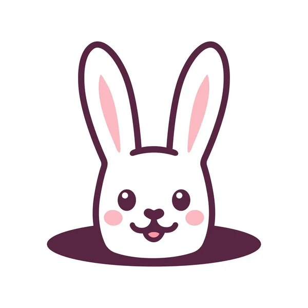 Carino cartone animato coniglio in buco — Vettoriale Stock