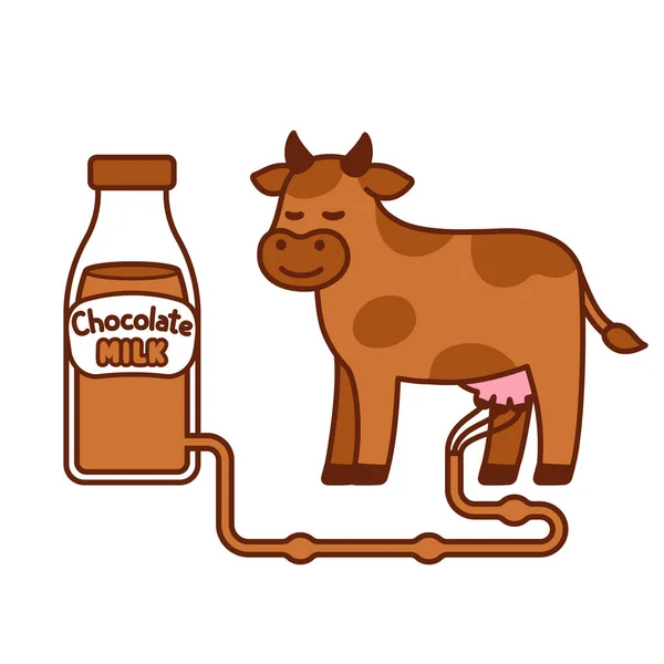 Söta tecknade ko mjölkning — Stock vektor