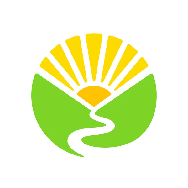 Logotipo Valle y sol — Vector de stock