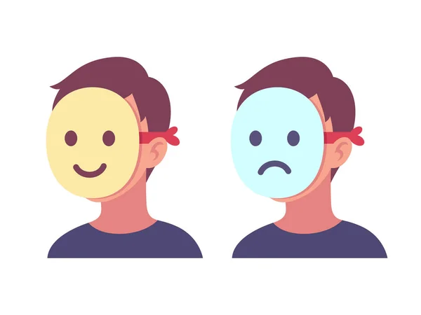 Máscara facial feliz e triste — Vetor de Stock