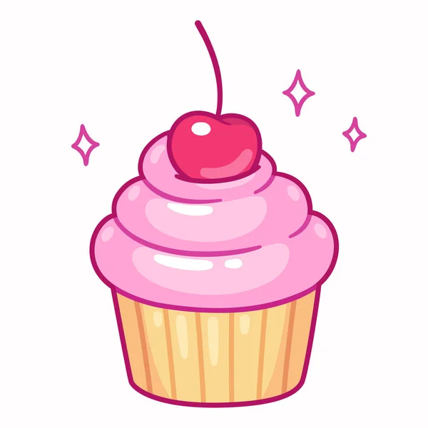 Cupcake with cherry — Stock Vector