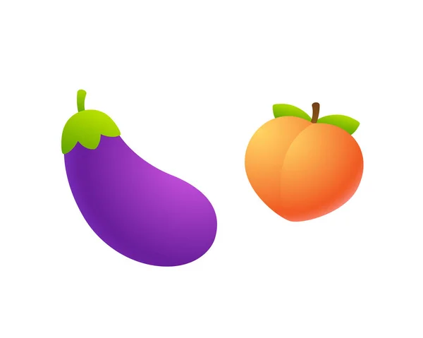 Emoji d'aubergine et de pêche — Image vectorielle